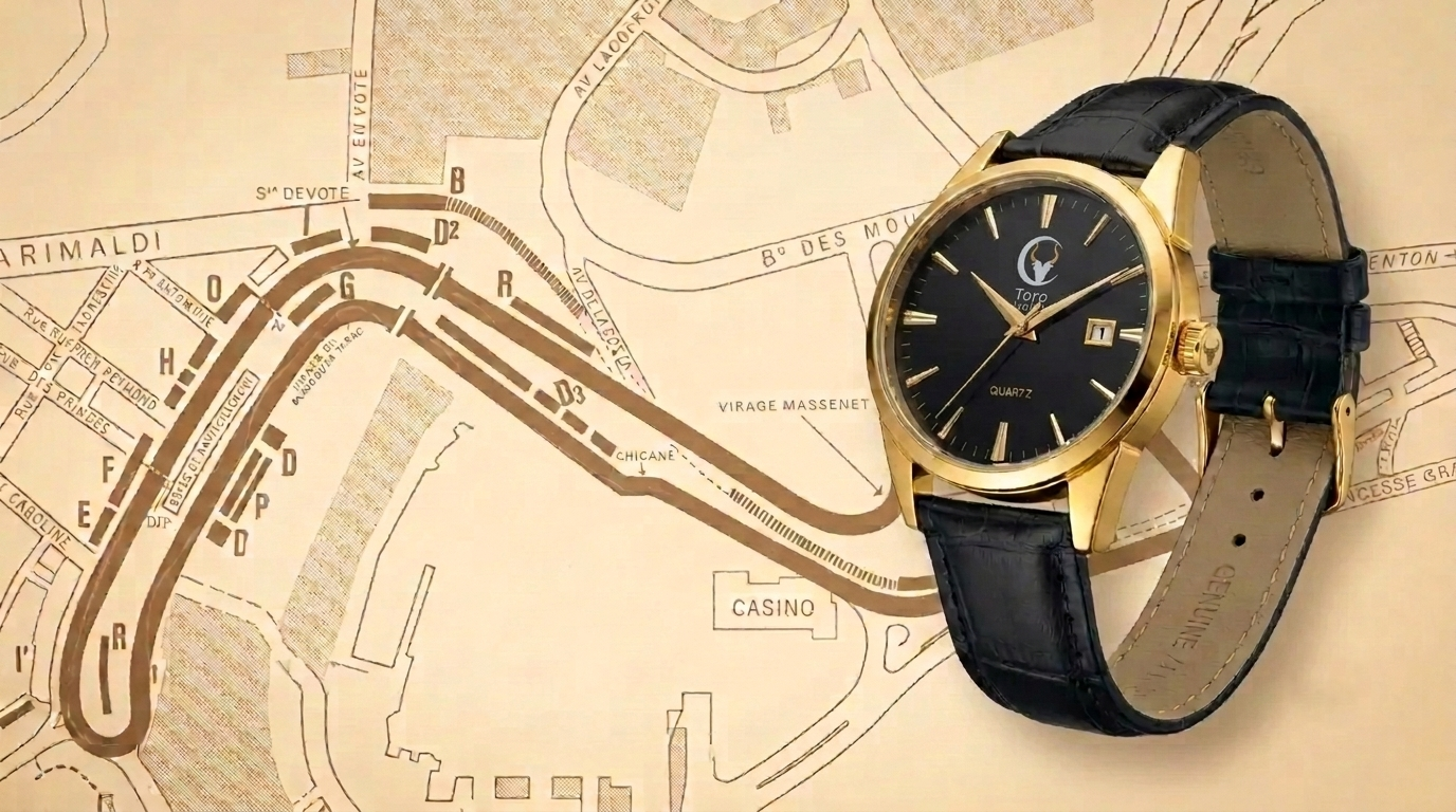 Toro Luna Vengador Yellow Gold Brown Crocodile Leather Quartz Watch 38mm