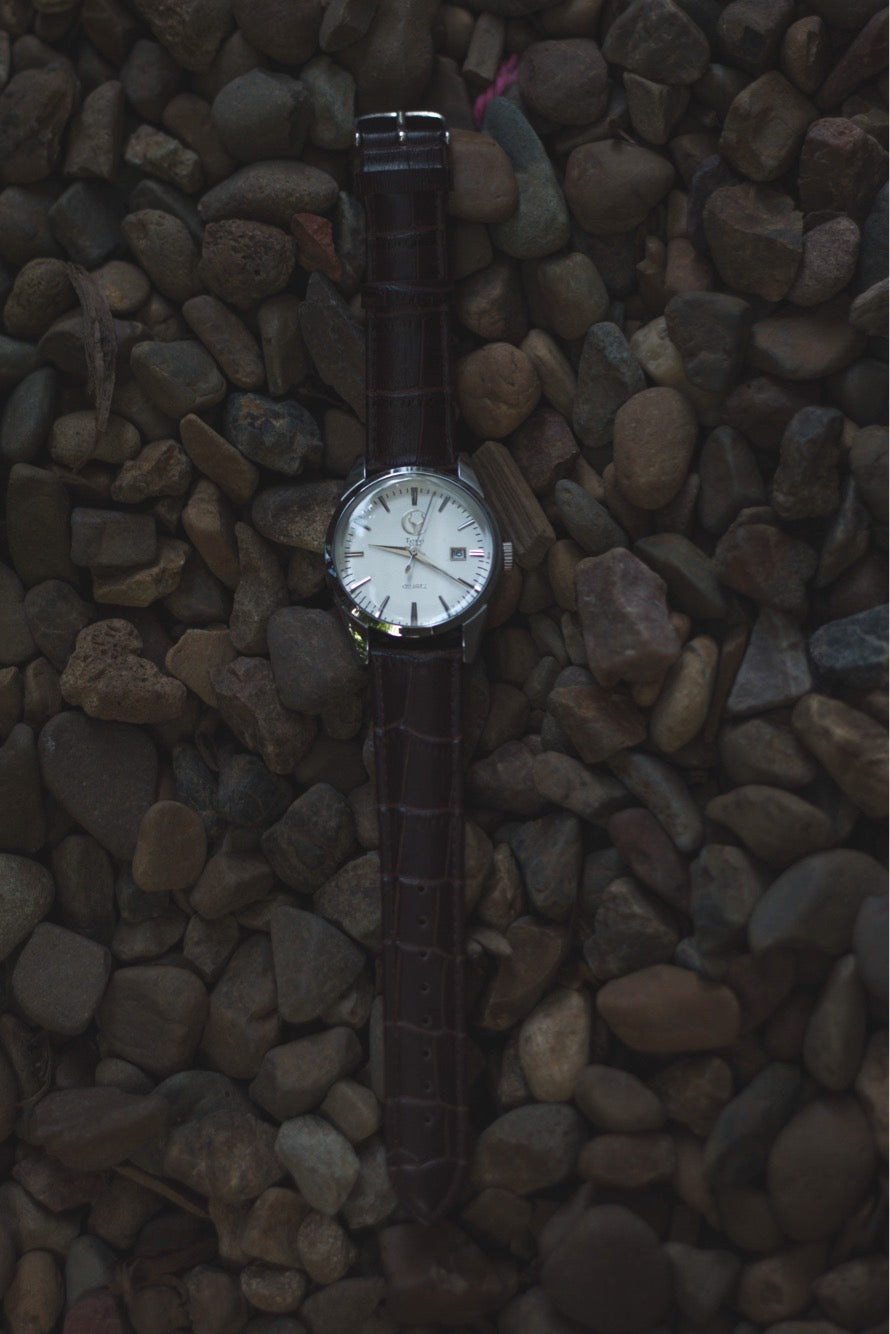 Campeón - Silver / Brown Crocodile Leather Strap Quartz Watch 38mm lifestyle image 4