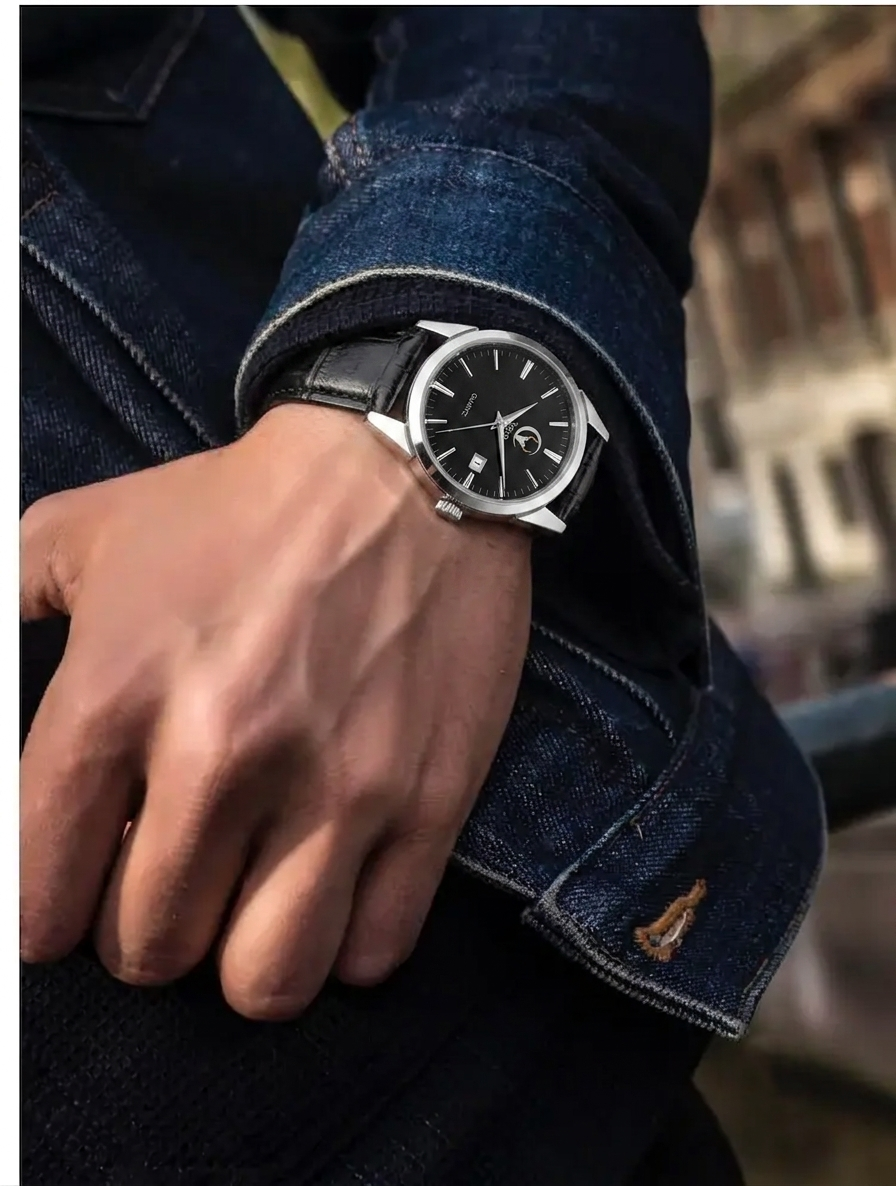 Toro Luna Combatiente Silver Black Crocodile Leather Quartz Watch 38mm lifestyle image 1