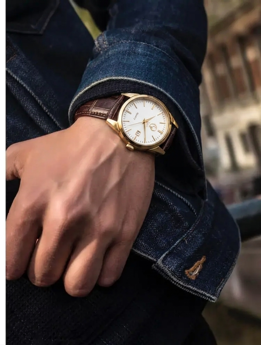 Toro Luna El Guerrero Rose Gold Brown Crocodile Leather Quartz Watch 38mm lifestyle image 1