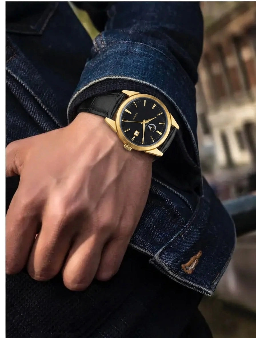 Toro Luna Vengador Yellow Gold Brown Crocodile Leather Quartz Watch 38mm lifestyle image 1