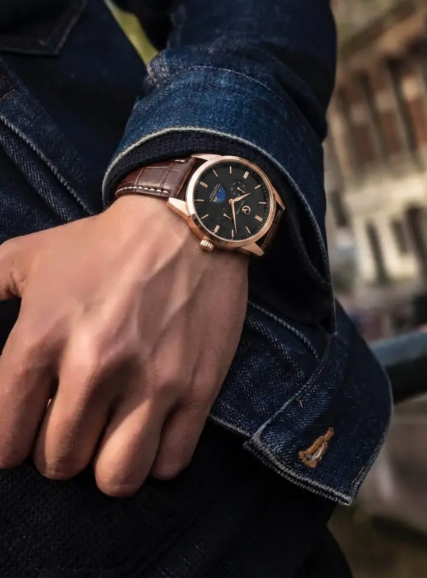 Toro Luna Helios Men's Watch Strap Metal and Leather Combo lifestyle image 1