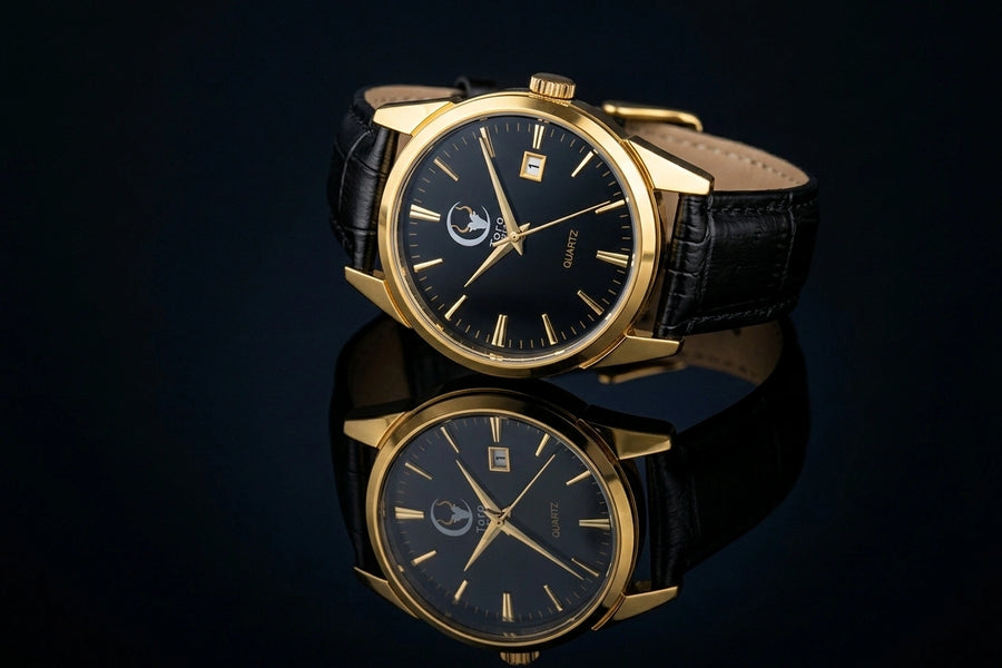 Toro Luna Vengador Yellow Gold Brown Crocodile Leather Quartz Watch 38mm