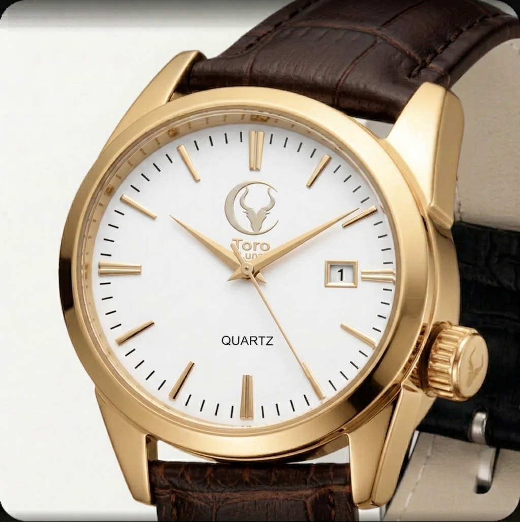 Toro Luna El Guerrero Rose Gold Brown Crocodile Leather Quartz Watch 38mm