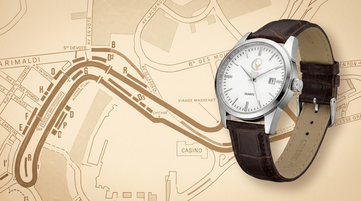 Campeón - Silver / Brown Crocodile Leather Strap Quartz Watch 38mm