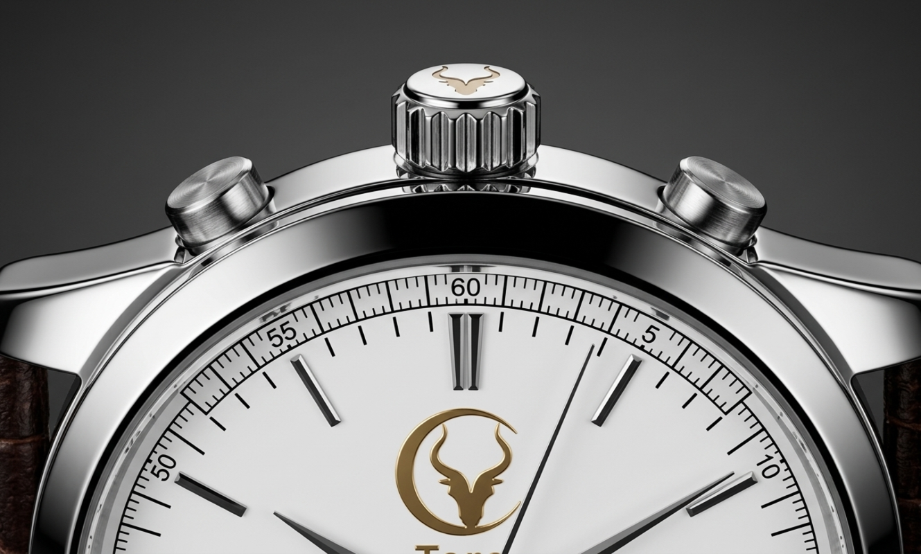Campeón - Silver / Brown Crocodile Leather Strap Quartz Watch 38mm
